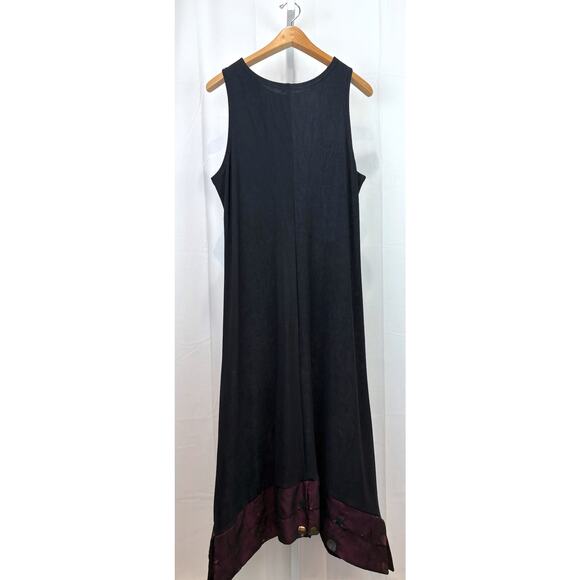 STALEY GRETZINGER  L Sleeveless Maxi Dress Embellished Hem Black Wine Red USA - Picture 2 of 8